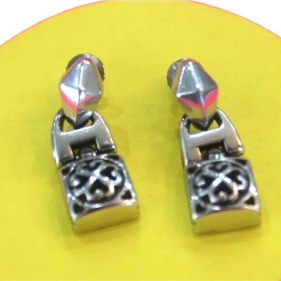 BRIGHTON Doorknocker Retired Silver Post Earrings‎ - Picture 5 of 7